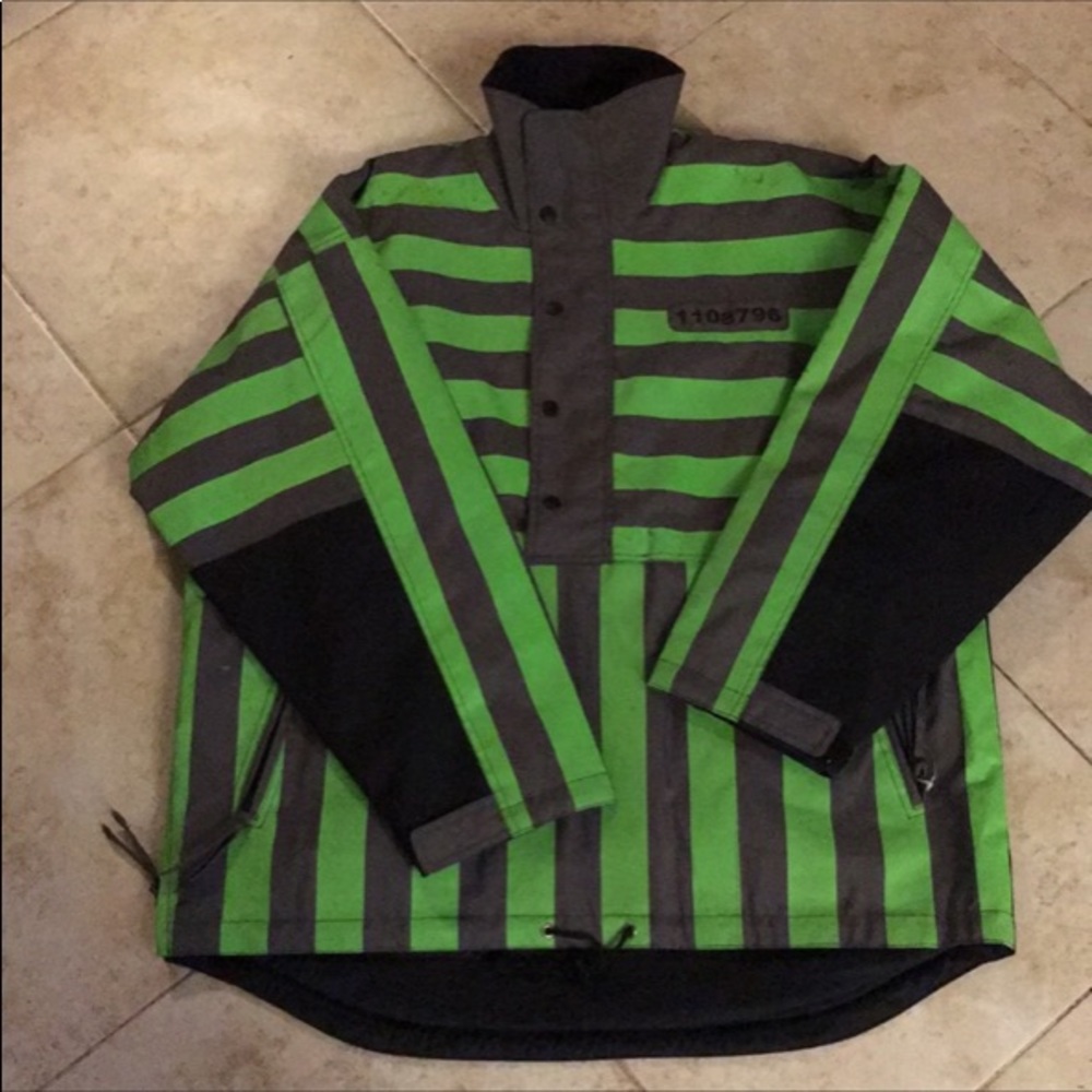 Badd Company prison stripe water resistant pullover size L